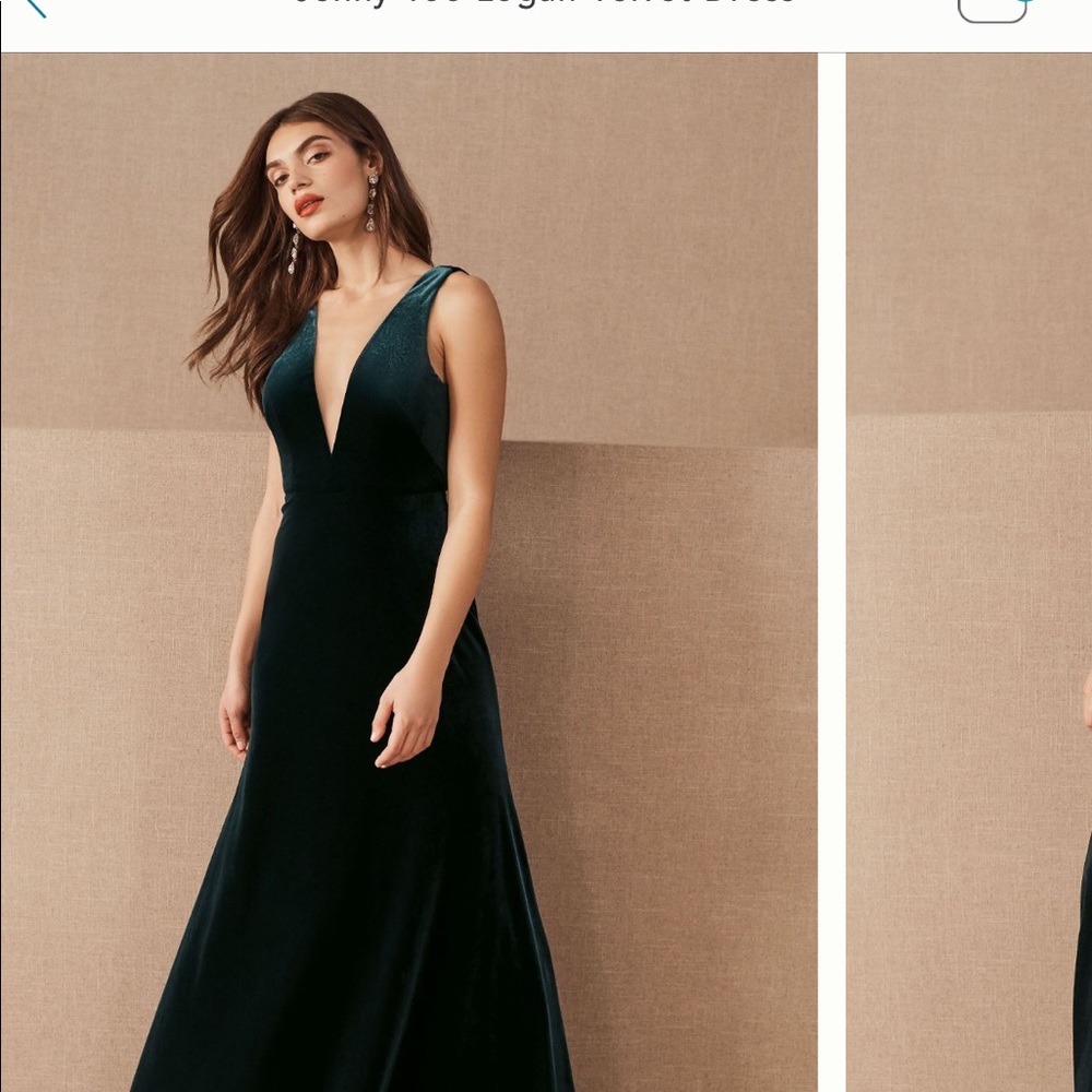 Jenny Yoo velvet emerald green size 2 dress. Brand new never worn, but hemmed